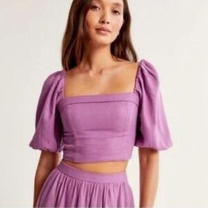 Abercrombie Linen Lavender Crop Top